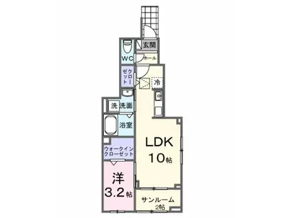 フィオーレ・ショウエイ A(1LDK/1階)の間取り写真