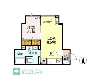 セレスティア竹ノ塚(1LDK/1階)の間取り写真