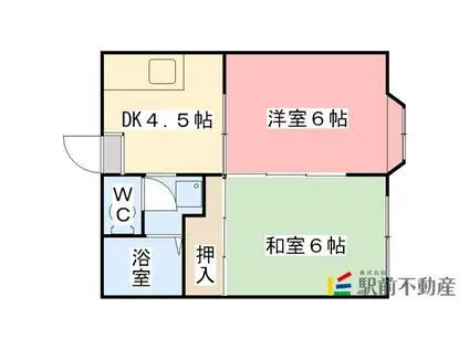 メゾンドボヌール(2DK/2階)の間取り写真