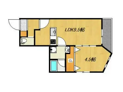 SANTA CRUZ東谷山(1LDK/3階)の間取り写真