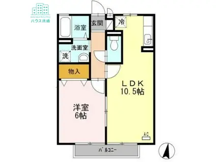 リベリュール富の原III(1LDK/2階)の間取り写真