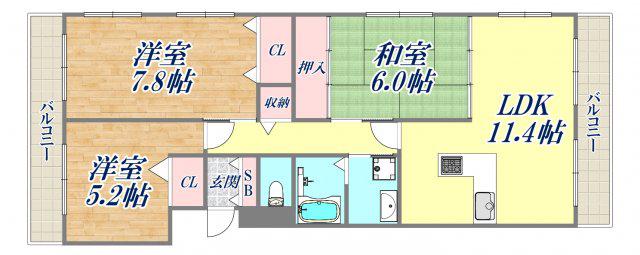 ジュエルコート甲子園口Ⅱ(3LDK/1階)の間取り写真