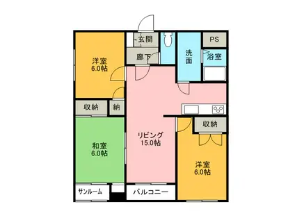 グランヴェルジェ有松(3LDK/6階)の間取り写真