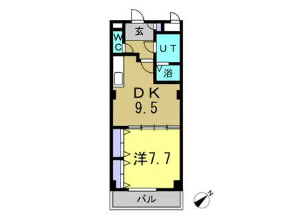 メルベーユHAJIIII(1LDK/2階)の間取り写真