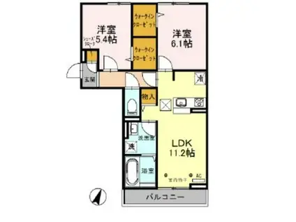 エスポアハイム(2LDK/2階)の間取り写真