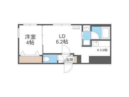 地下鉄東豊線 環状通東駅 徒歩3分 4階建 築1年(1LDK/4階)の間取り写真