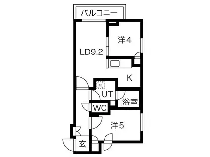 クラッセ札幌シティアクシア・ノーステラス(2LDK/4階)の間取り写真