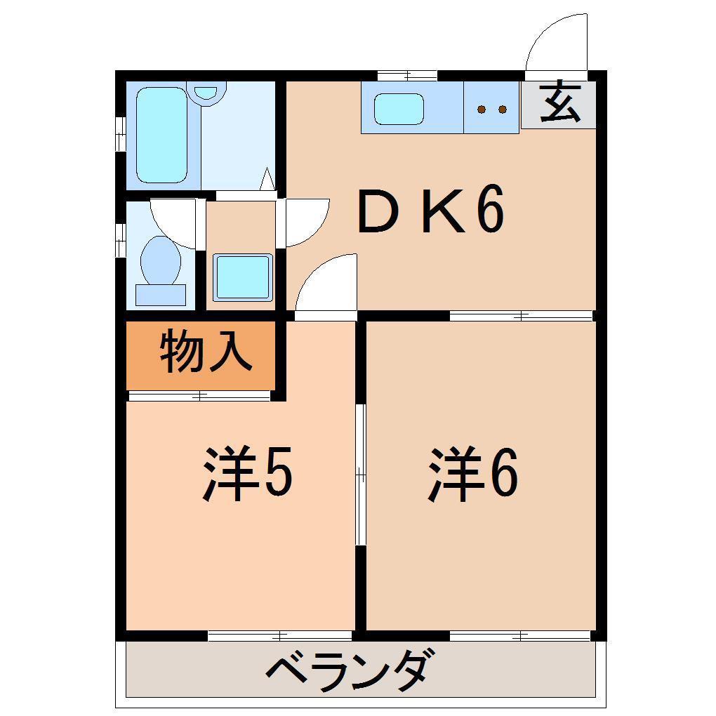 わかばコーポ(2DK/1階)の間取り写真