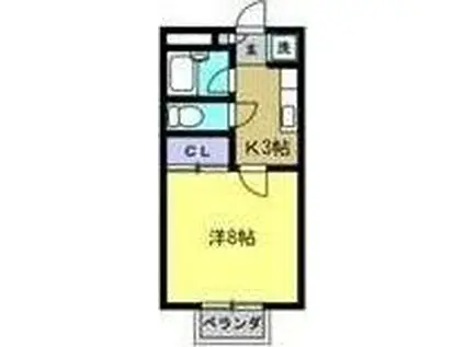 サンハウス(1K/1階)の間取り写真
