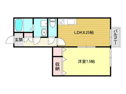 メゾン高松V B棟(1LDK/2階)の間取り写真