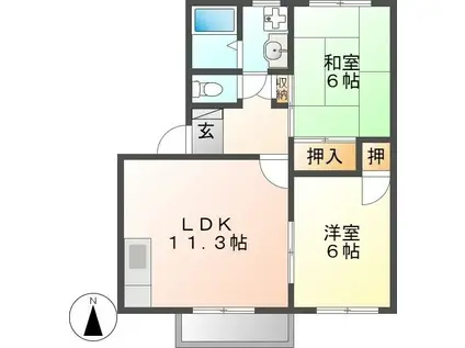 モンシャトー可児C(2LDK/2階)の間取り写真