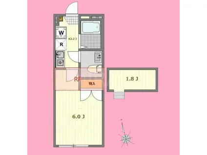 ラクシュミーKIKUNA(1K/2階)の間取り写真