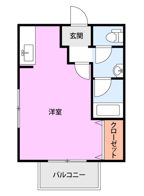 コーポひまわり(1K/1階)の間取り写真