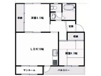 垂水高丸B棟(2LDK/1階)の間取り写真