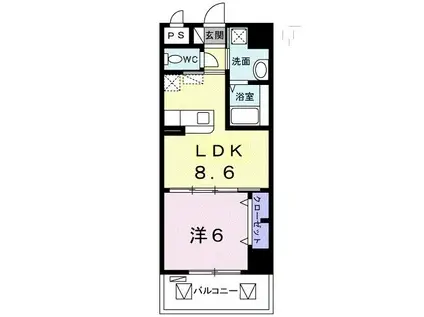 コーラルストーン泊(1LDK/3階)の間取り写真