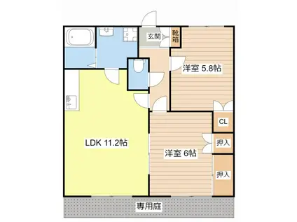 コンフォール(2LDK/1階)の間取り写真