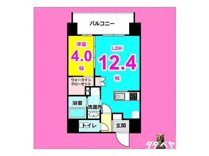 ブレストンコート今池(1LDK/3階)の間取り写真