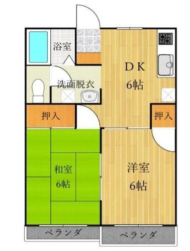 レピュート上柴(2DK/1階)の間取り写真