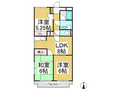 ベルクレール塩入(3DK/2階)の間取り写真