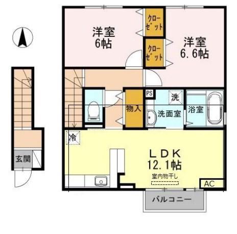 グランヒル青山(2LDK/2階)の間取り写真