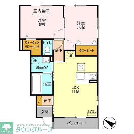 ウエストハイムIII(2LDK/1階)の間取り写真