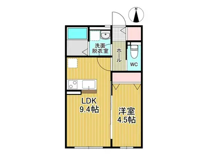 ボナール六丁の目(1LDK/2階)の間取り写真