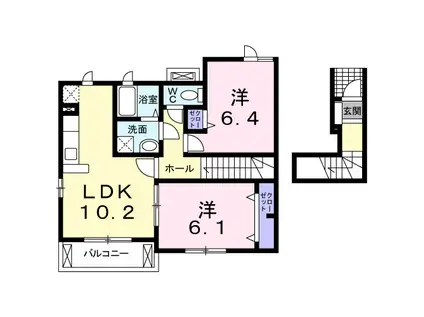 シェソワC(2LDK/2階)の間取り写真