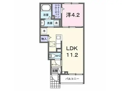 ラ・パーチェ I(1LDK/1階)の間取り写真