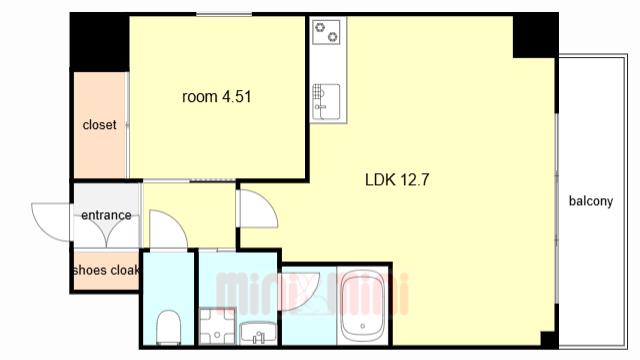 プレジオ西宮北口(1LDK/4階)の間取り写真