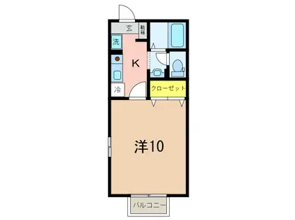 シャンポール(1K/1階)の間取り写真