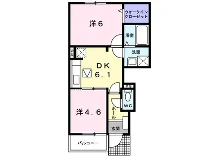 エリクシール(2DK/1階)の間取り写真