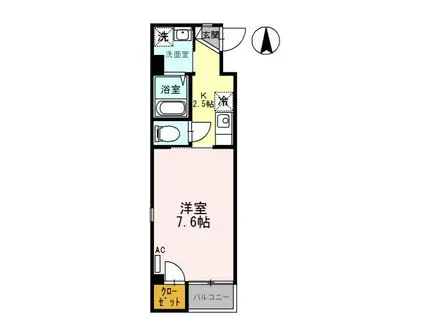 ローズミード総持寺(1K/1階)の間取り写真