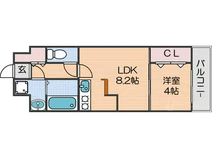 プランドール天王寺サウス(1LDK/1階)の間取り写真