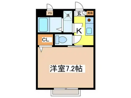 モリハイツ(1K/1階)の間取り写真