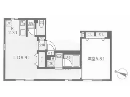 コンポジット日本橋三越前(1LDK/4階)の間取り写真