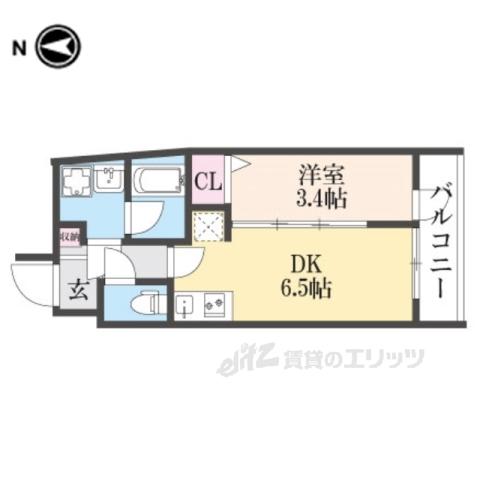 ヴィラ白川(1DK/3階)の間取り写真