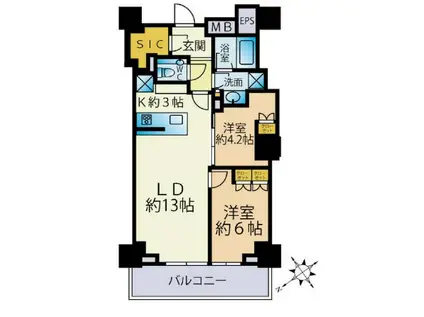 ザ・パークハウス三田ガーデン タワー棟(2LDK/8階)の間取り写真