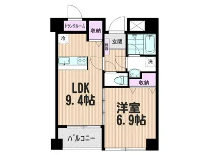 プレム武蔵浦和(1LDK/5階)の間取り写真