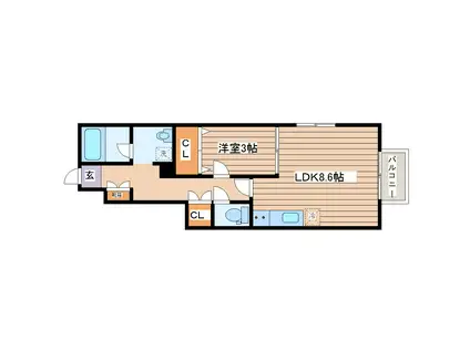 RETINA河原町II(1LDK/1階)の間取り写真