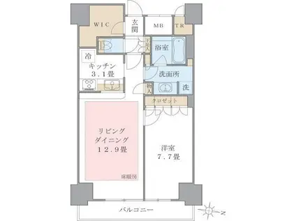 BRILLIA IST 東雲キャナルコート(1LDK/10階)の間取り写真