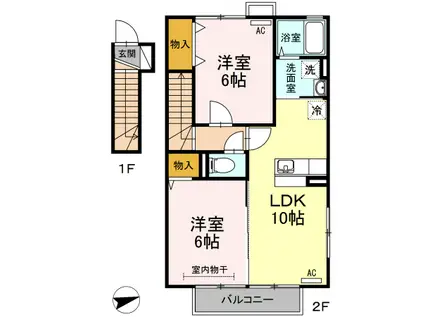 ファミーユあずま(2LDK/2階)の間取り写真