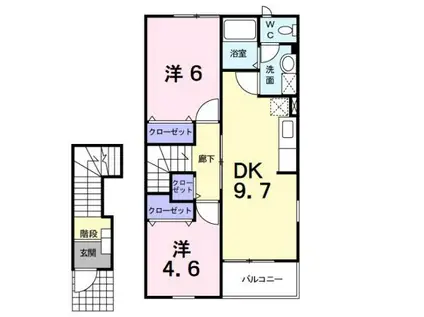 プリマヴェーラC(2DK/2階)の間取り写真