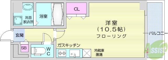 コーポこがね(ワンルーム/3階)の間取り写真