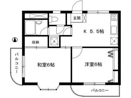 クリエールヤマニII(2K/4階)の間取り写真