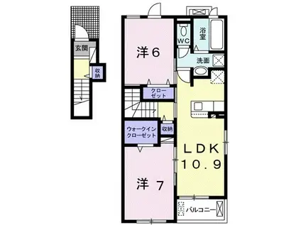 メルヴェイユ I(2LDK/2階)の間取り写真