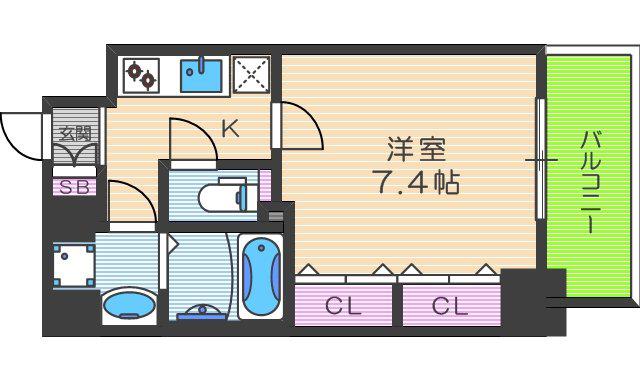 パークフラッツ野田阪神駅前(1K/6階)の間取り写真