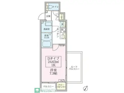 スカイルーチェ浦和(1K/2階)の間取り写真