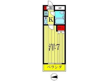 ジョイフル北小金(1K/3階)の間取り写真