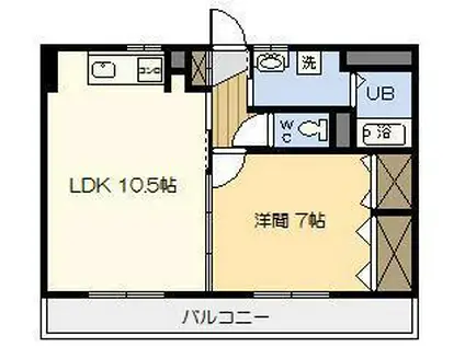グラスコート(1LDK/3階)の間取り写真
