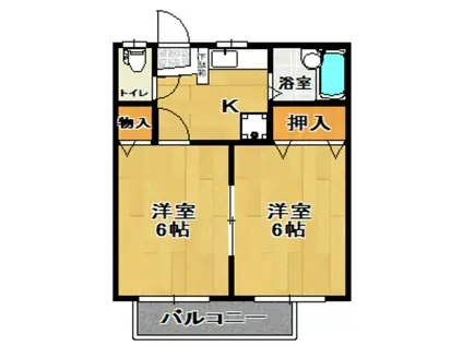 コーポ陰山(2K/1階)の間取り写真